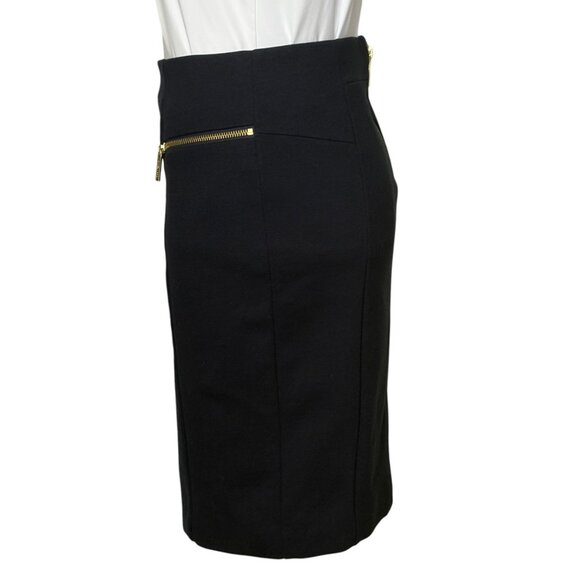 MICHAEL Michael Kors Pencil Skirt, Black w/Gold Exposed Zippers Women's Size 8 - Picture 6 of 10